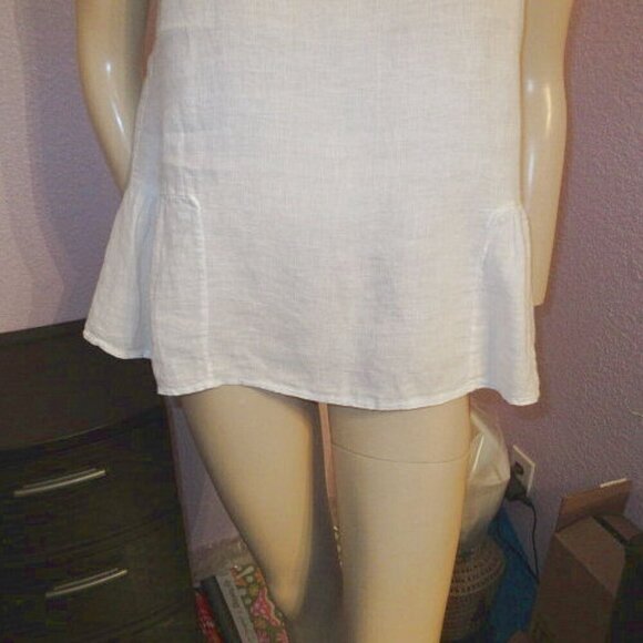 Francesca Bettini 100% Linen Top Size M Tank Peplum Ruffle Sleeveless Resort - Picture 3 of 9